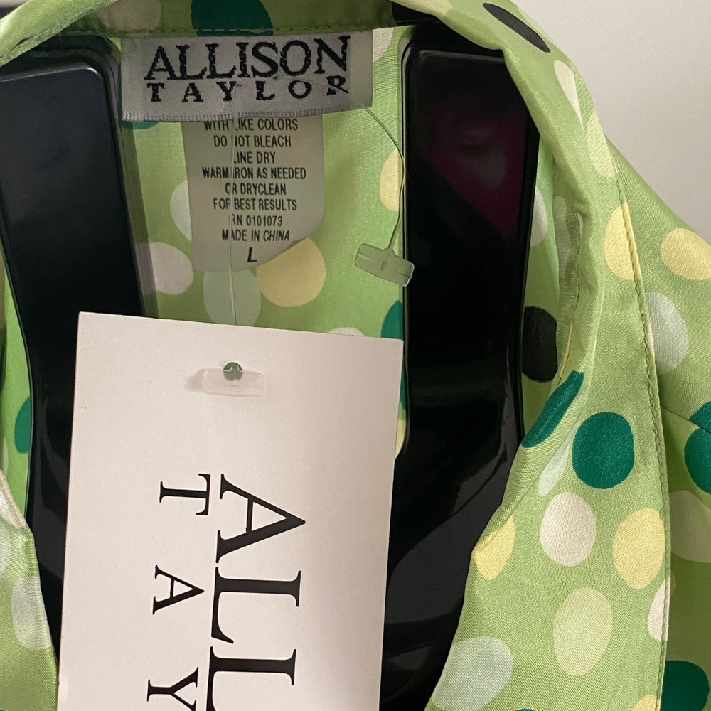 Allison Taylor Lime Green Polka Dot Blouse - Picture 3 of 8
